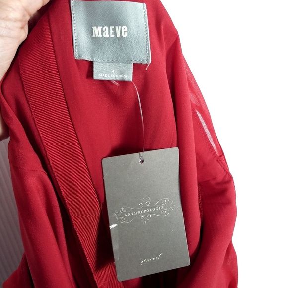 Anthropologie Maeve Red Lattice Dress - Picture 7 of 8